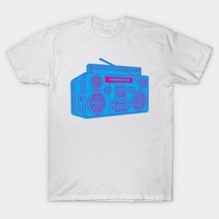 Boombox (Magenta Lines + Cyan Drop Shadow) Analog / Music T-Shirt